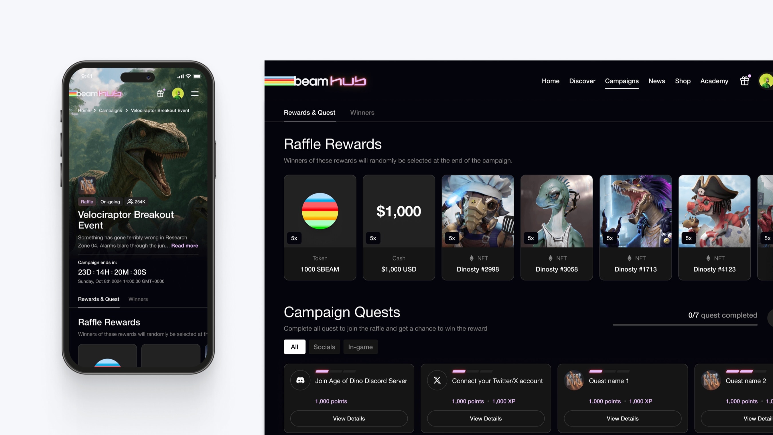 BeamHub screens